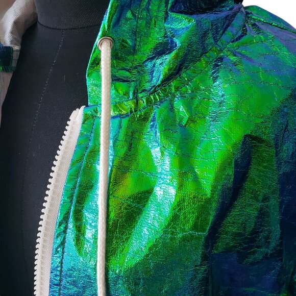 PrettyLittleThing Cobie Green Coachella Holographic Jacket Disco Carnival Shiny - Picture 4 of 12